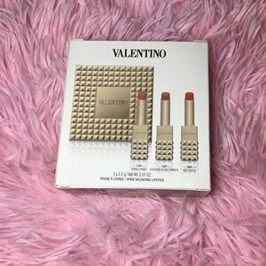 New 💝 Gift Idea Valentino Gold Spike Clutch Refillable Lipstick Trio Set